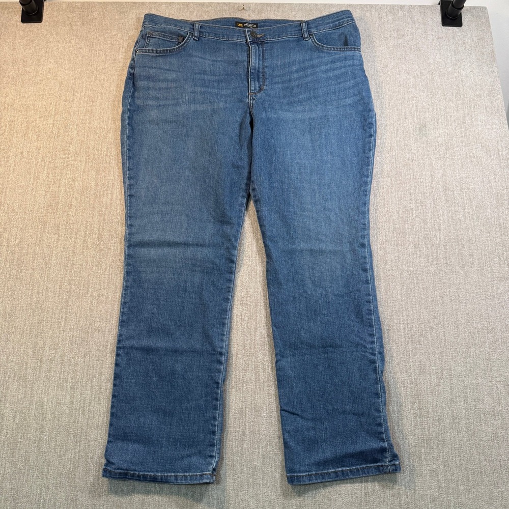 Lee Relaxed Fit Straight Leg Jeans Womens 20 Medium Blue Mid Rise 3051833